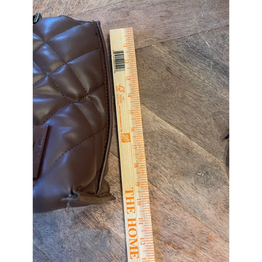 Steve Madden Brown Quilted Satchel Crossbody Bag SM Logo Handbag Minimalist Luxe - Picture 9 of 15